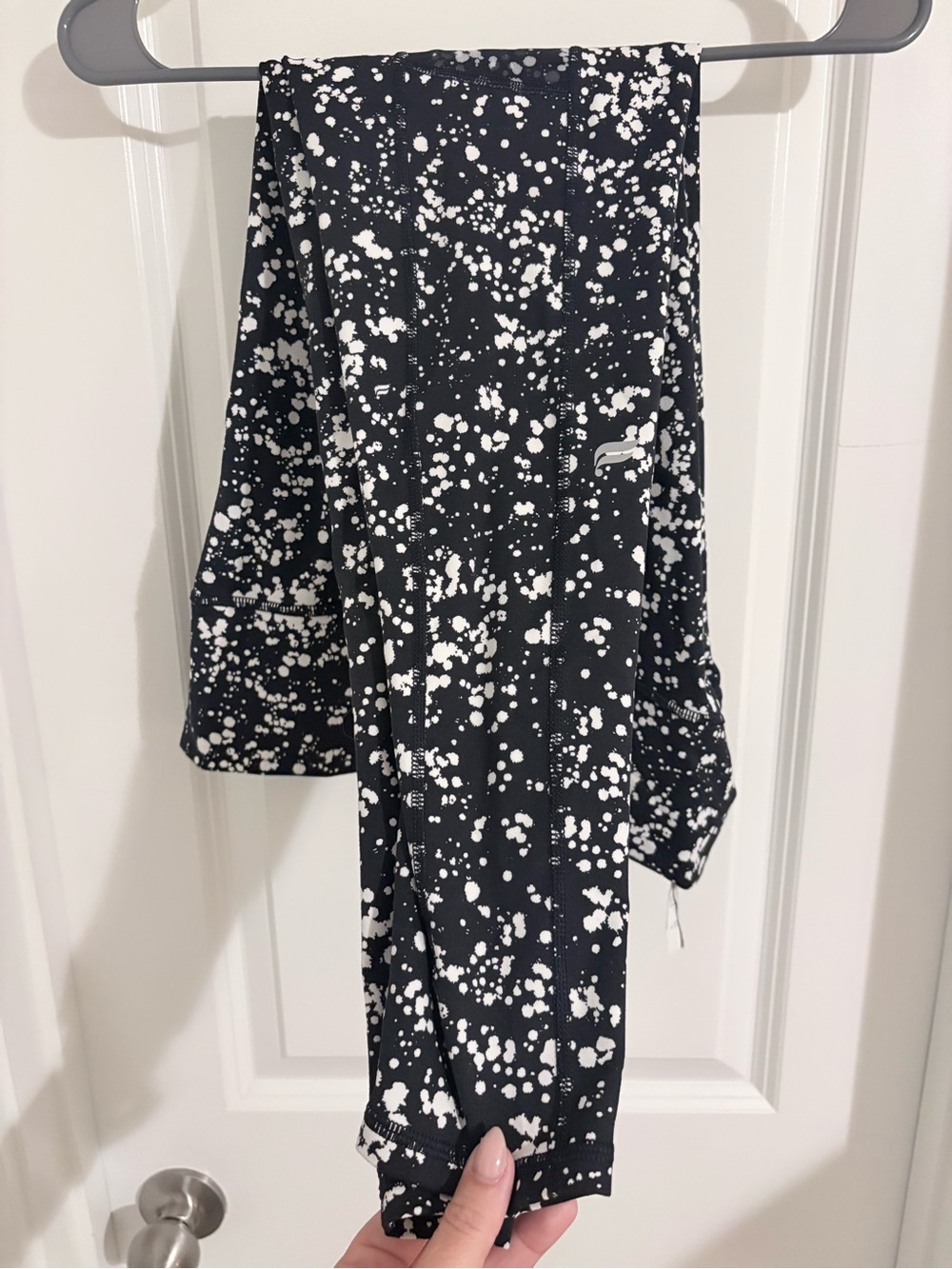 Fabletics Black Leggings with White Speckle Print